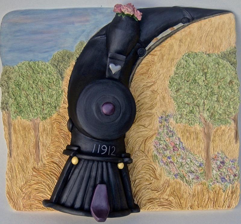 Kaolin Pottery Gt. Barrington, MA ceramic art gallery custom clay train plaque