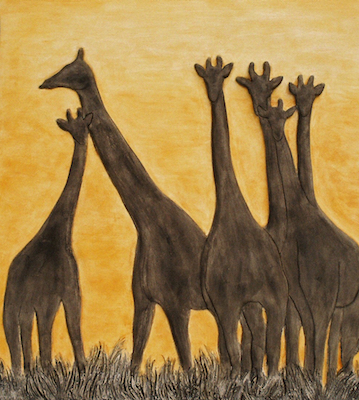 Kaolin Pottery tote textiles,fabric,clothes,tops,,pillow,handbags,giraffe sunset